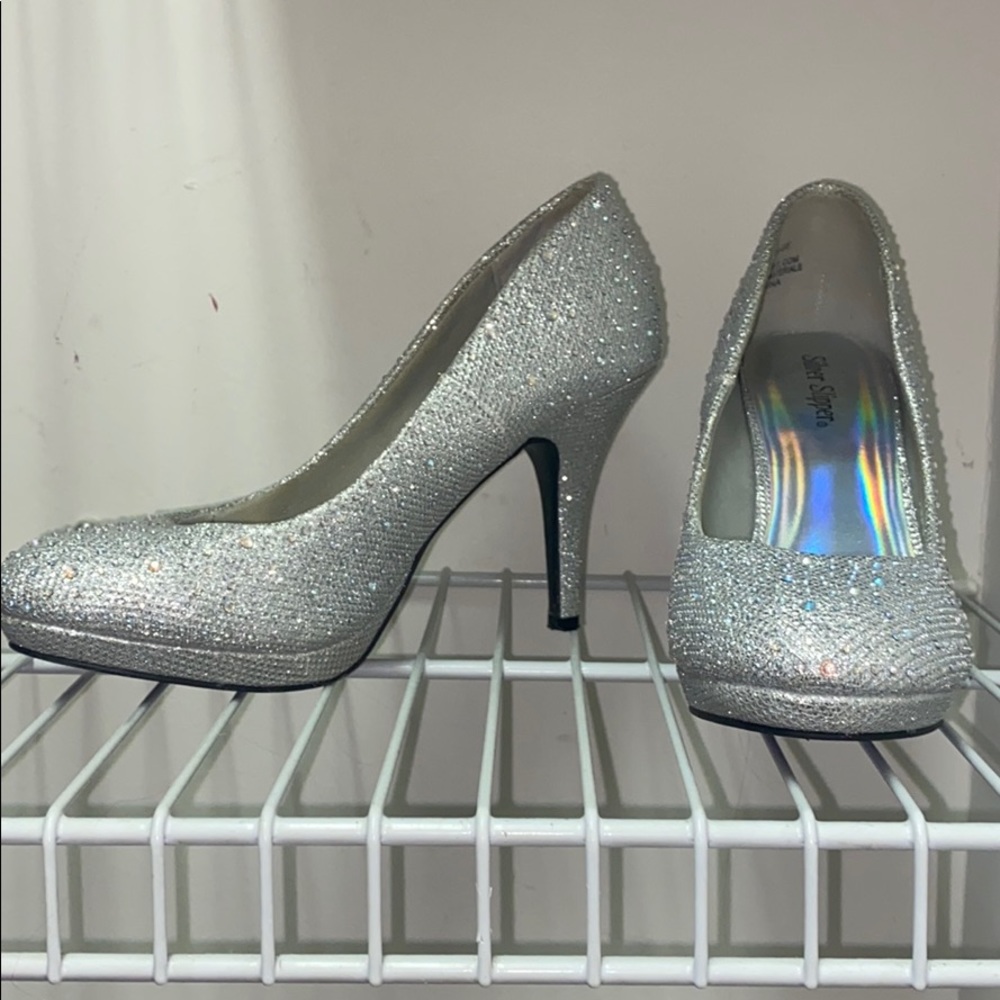 Silver Bedazzled Prom Shoes